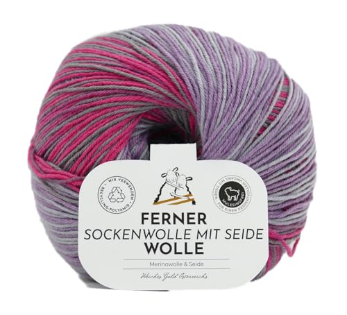 Ferner Wolle Sockenwolle 4-fädig mit Seide und Farbverlauf | Sockengarn, Strumpfwolle | 100g (720-24) von Ferner Wolle