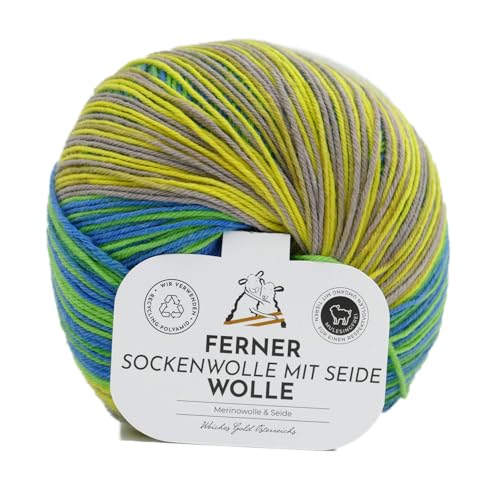 Ferner Wolle Sockenwolle 4-fädig mit Seide und Farbverlauf | Sockengarn, Strumpfwolle | 100g (721-24) von Ferner Wolle