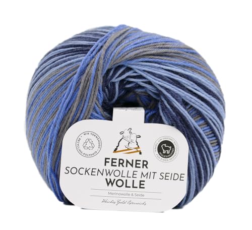 Ferner Wolle Sockenwolle 4-fädig mit Seide und Farbverlauf | Sockengarn, Strumpfwolle | 100g (722-24) von Ferner Wolle