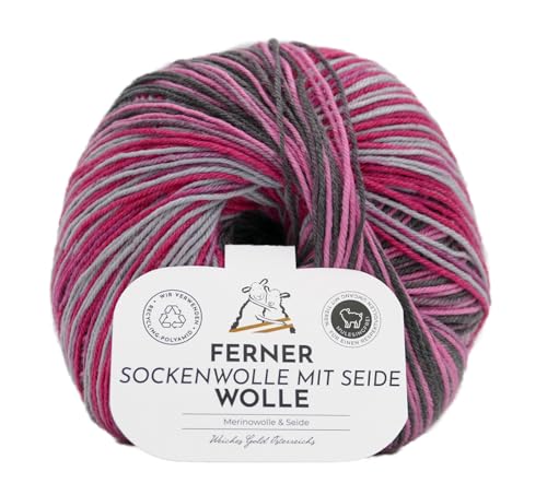 Ferner Wolle Sockenwolle 4-fädig mit Seide und Farbverlauf | Sockengarn, Strumpfwolle | 100g (725-24) von Ferner Wolle