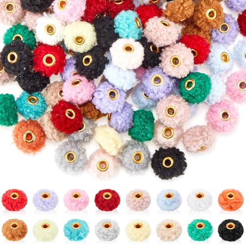 Ferreve Weiche, flauschige Perlen für Stifte, Kunstfell, bunte Pompon-Abstandshalter, Großpackung für Schmuck, Schlüsselanhänger, Bastelzubehör, 200 Stück (Lammwolle) von Ferreve