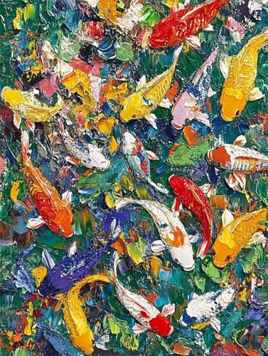 Diamond Painting Abstrakt Koi Karpfen Diamond Painting Zubehör Komplett, 5d DIY Full Diamant Malerei Kinder Bastelset Erwachsene Stickerei Kreuzstich Kunst Home Wanddekoration Geschenk 100x150cmy-378 von Fesnfuae