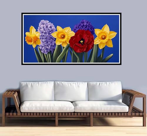 Malen Nach Zahlen Erwachsene Blume Malen Nach Zahlen Pflanzen Paint by Numbers Adult DIY Handgemalt Ölgemälde, Mit 3-Pinseln und Acrylfarbe Leinwand Kit, Geschenke und Home Wand Dekor-50x100cm-y1028 von Fesnfuae