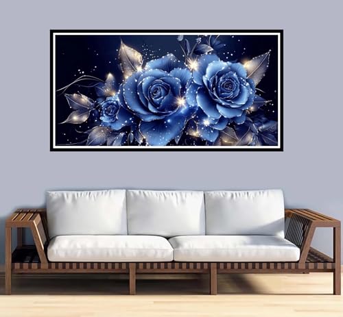 Malen Nach Zahlen Erwachsene Blume Malen Nach Zahlen Rose Paint by Numbers Adult DIY Handgemalt Ölgemälde, Mit 3-Pinseln und Acrylfarbe Leinwand Kit, für Geschenke und Home Wand Dekor-90x180cm-y1027 von Fesnfuae