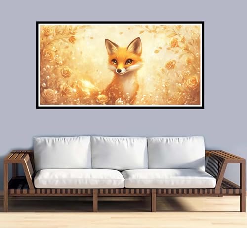 Malen Nach Zahlen Erwachsene Fuchs Malen Nach Zahlen Blumen Paint by Numbers Adult DIY Handgemalt Ölgemälde, Mit 3-Pinseln und Acrylfarbe Leinwand Kit, für Geschenke und Home Wand Dekor-50x100cm-y927 von Fesnfuae