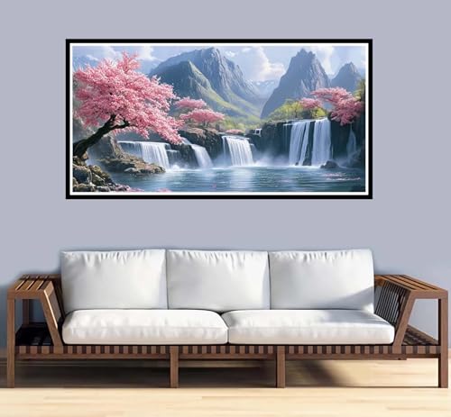 Malen Nach Zahlen Erwachsene Japan Malen Nach Zahlen Baum Paint by Numbers Adult DIY Handgemalt Ölgemälde, Mit 3-Pinseln und Acrylfarbe Leinwand Kit, für Geschenke und Home Wand Dekor-60x120cm-y954 von Fesnfuae