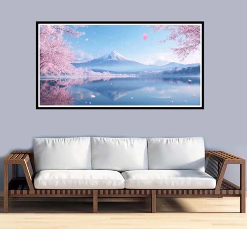 Malen Nach Zahlen Erwachsene Japan Malen Nach Zahlen Berg Paint by Numbers Adult DIY Handgemalt Ölgemälde, Mit 3-Pinseln und Acrylfarbe Leinwand Kit, für Geschenke und Home Wand Dekor-60x120cm-y962 von Fesnfuae