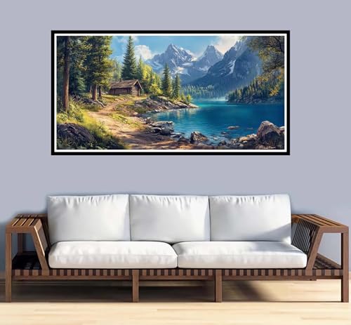 Malen Nach Zahlen Erwachsene Landschaft Malen Nach Zahlen Berg Paint by Numbers Adult DIY Handgemalt Ölgemälde, Mit 3-Pinseln und Acrylfarbe Leinwand Kit, Geschenke und Home Wand Dekor-90x180cm-y944 von Fesnfuae