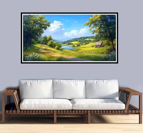 Malen Nach Zahlen Erwachsene Landschaft Malen Nach Zahlen Frühling Paint by Numbers Adult DIY Handgemalt Ölgemälde, Mit 3-Pinseln Knitterfreie Leinwand Kit, Geschenke und Home Wand Dekor-90x180cm-y947 von Fesnfuae