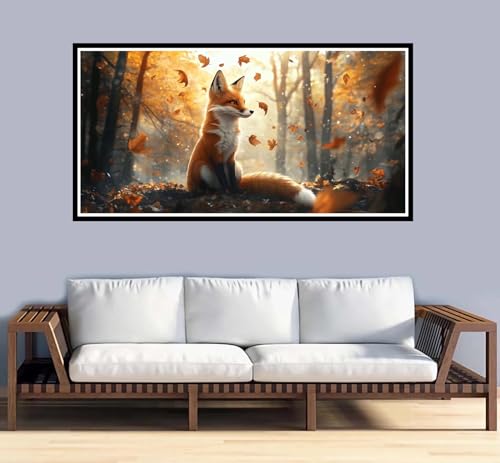 Malen Nach Zahlen Erwachsene Landschaft Malen Nach Zahlen Fuchs Paint by Numbers Adult DIY Handgemalt Ölgemälde, Mit 3-Pinseln und Acrylfarbe Leinwand Kit, Geschenke und Home Wand Dekor-90x180cm-y925 von Fesnfuae