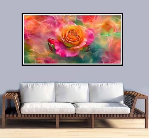 Malen Nach Zahlen Erwachsene Rose Malen Nach Zahlen Blumen Paint by Numbers Adult DIY Handgemalt Ölgemälde, Mit 3-Pinseln und Acrylfarbe Leinwand Kit, für Geschenke und Home Wand Dekor-90x180cm-y1014 von Fesnfuae