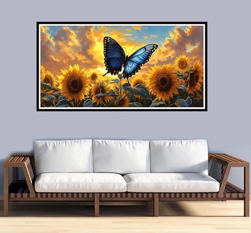 Malen Nach Zahlen Erwachsene Schmetterling Malen Nach Zahlen Blumen Paint by Numbers Adult DIY Handgemalt Ölgemälde,3-Pinseln und Acrylfarbe Leinwand Kit, Geschenke und Home Wand Dekor-50x100cm-y1018 von Fesnfuae