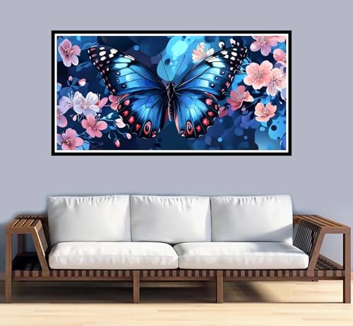 Malen Nach Zahlen Erwachsene Schmetterling Malen Nach Zahlen Blumen Paint by Numbers Adult DIY Handgemalt Ölgemälde,3-Pinseln und Acrylfarbe Leinwand Kit, Geschenke und Home Wand Dekor-90x180cm-y1019 von Fesnfuae