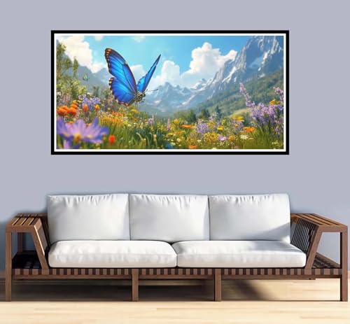 Malen Nach Zahlen Erwachsene Schmetterling Malen Nach Zahlen Landschaft Paint by Numbers Adult DIY Handgemalt Ölgemälde, Mit Acrylfarbe Leinwand Kit, für Geschenke und Home Wand Dekor-50x100cm-y1017 von Fesnfuae