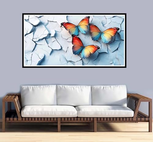 Malen Nach Zahlen Erwachsene Schmetterling Malen Nach Zahlen Tier Paint by Numbers Adult DIY Handgemalt Ölgemälde, Mit 3-Pinseln und Acrylfarbe Leinwand Kit,Geschenke und Home Wand Dekor-50x100cm-y936 von Fesnfuae