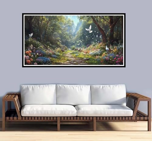 Malen Nach Zahlen Erwachsene Tier Malen Nach Zahlen Wald Paint by Numbers Adult DIY Handgemalt Ölgemälde, Mit 3-Pinseln und Acrylfarbe Leinwand Kit, für Geschenke und Home Wand Dekor-50x100cm-y924 von Fesnfuae