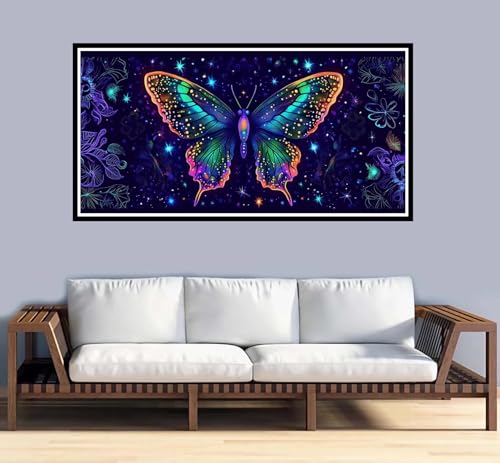 Malen Nach Zahlen Erwachsene Traum Malen Nach Zahlen Schmetterling Paint by Numbers Adult DIY Handgemalt Ölgemälde, Mit 3-Pinseln Knitterfreie Leinwand Kit, Geschenke und Home Wand Dekor-50x100cm-y916 von Fesnfuae