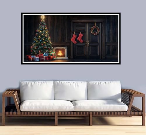 Malen Nach Zahlen Erwachsene Weihnachten Malen Nach Zahlen Baum Paint by Numbers Adult DIY Handgemalt Ölgemälde, Mit 3-Pinseln und Acrylfarbe Leinwand Kit, Geschenke und Home Wand Dekor-90x180cm-y998 von Fesnfuae