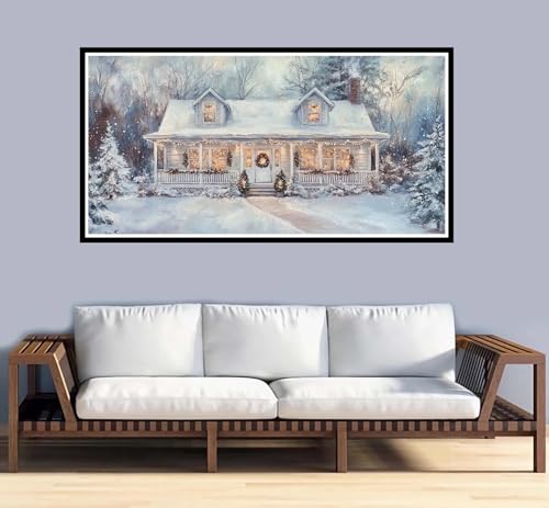 Malen Nach Zahlen Erwachsene Winter Malen Nach Zahlen Landschaft Paint by Numbers Adult DIY Handgemalt Ölgemälde, Mit 3-Pinseln und Acrylfarbe Leinwand Kit, Geschenke und Home Wand Dekor-90x180cm-y914 von Fesnfuae