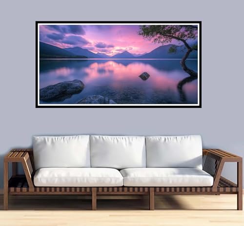 Malen Nach Zahlen Erwachsene groß 16x32 inch Malen Nach Zahlen Meer, DIY Malen Nach Zahlen Berg mit 3-Pinseln und Acrylfarben Handgemalt Ölgemälde Leinwand Bastelset,Home Decor Frauen Geschenk-y1039 von Fesnfuae