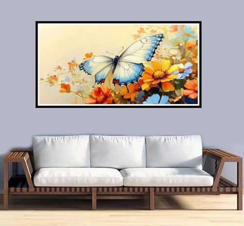 Malen Nach Zahlen Erwachsene groß 16x32 inch Malen Nach Zahlen Schmetterling, DIY Malen Nach Zahlen Pflanzen mit 3-Pinseln und Acrylfarben Ölgemälde Leinwand Bastelset, Home Decor Frauen Geschenk-y913 von Fesnfuae