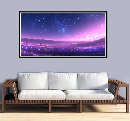 Malen Nach Zahlen Erwachsene groß 16x32 inch Malen Nach Zahlen Traum, DIY Malen Nach Zahlen Sternenhimmel mit 3-Pinseln und Acrylfarben Ölgemälde Leinwand Bastelset,für Home Decor Frauen Geschenk-y964 von Fesnfuae