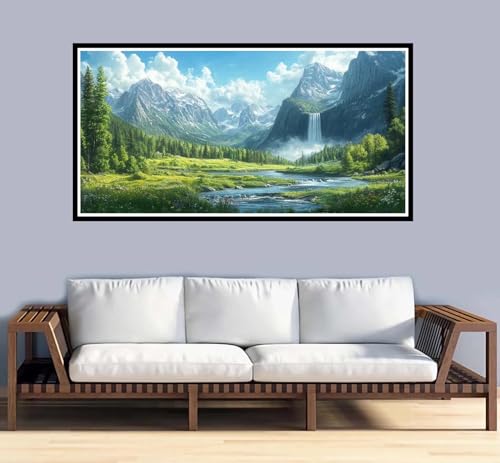 Malen Nach Zahlen Erwachsene groß 32x64 inch Malen Nach Zahlen Berg, DIY Malen Nach Zahlen Baum mit 3-Pinseln und Acrylfarben Handgemalt Ölgemälde Leinwand Bastelset,Home Decor Frauen Geschenk-y1038 von Fesnfuae