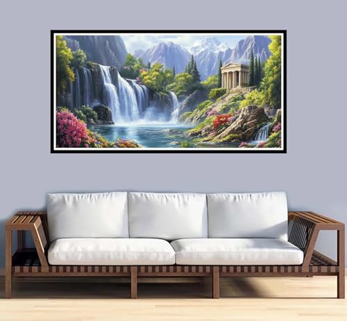 Malen Nach Zahlen Erwachsene groß 32x64 inch Malen Nach Zahlen Berg, DIY Malen Nach Zahlen Fallen mit 3-Pinseln und Acrylfarben Handgemalt Ölgemälde Leinwand Bastelset,Home Decor Frauen Geschenk-y975 von Fesnfuae