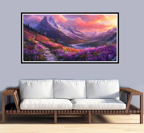 Malen Nach Zahlen Erwachsene groß 32x64 inch Malen Nach Zahlen Blume, DIY Malen Nach Zahlen Berg mit 3-Pinseln und Acrylfarben Handgemalt Ölgemälde Leinwand Bastelset,Home Decor Frauen Geschenk-y945 von Fesnfuae