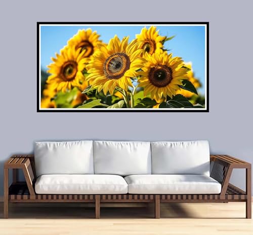 Malen Nach Zahlen Erwachsene groß 32x64 inch Malen Nach Zahlen Blume, DIY Malen Nach Zahlen Sonnenblume mit 3-Pinseln und Acrylfarben Ölgemälde Leinwand Bastelset, für Home Decor Frauen Geschenk-y1033 von Fesnfuae