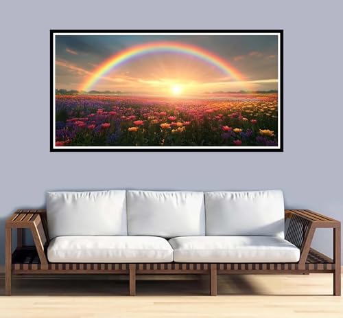 Malen Nach Zahlen Erwachsene groß 32x64 inch Malen Nach Zahlen Blume, DIY Malen Nach Zahlen Sonnenuntergang mit 3-Pinseln und Acrylfarben Ölgemälde Leinwand Bastelset, Home Decor Frauen Geschenk-y958 von Fesnfuae