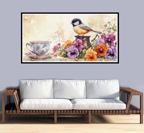 Malen Nach Zahlen Erwachsene groß 32x64 inch Malen Nach Zahlen Blume, DIY Malen Nach Zahlen Vogel mit 3-Pinseln und Acrylfarben Handgemalt Ölgemälde Leinwand Bastelset,Home Decor Frauen Geschenk-y1000 von Fesnfuae