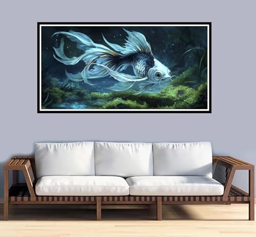 Malen Nach Zahlen Erwachsene groß 32x64 inch Malen Nach Zahlen Landschaft, DIY Malen Nach Zahlen Koi mit Pinseln und Acrylfarben Handgemalt Ölgemälde Leinwand Bastelset,Home Decor Frauen Geschenk-y932 von Fesnfuae