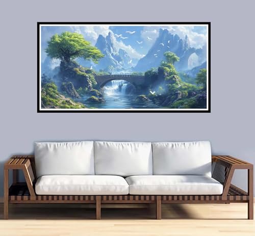 Malen Nach Zahlen Erwachsene groß 32x64 inch Malen Nach Zahlen Landschaft, DIY Malen Nach Zahlen Tier mit 3-Pinseln und Acrylfarben Ölgemälde Leinwand Bastelset, für Home Decor Frauen Geschenk-y938 von Fesnfuae