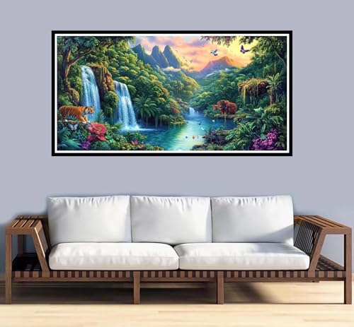 Malen Nach Zahlen Erwachsene groß 32x64 inch Malen Nach Zahlen Tier, DIY Malen Nach Zahlen Landschaft mit 3-Pinseln und Acrylfarben Ölgemälde Leinwand Bastelset, für Home Decor Frauen Geschenk-y937 von Fesnfuae