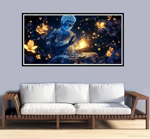 Malen Nach Zahlen Kinder ab 7 8 9 10 Jahre Mädchen, Malen Nach Zahlen Erwachsene Blume Malen-Nach-Zahlen Anfänger, Paint by Numbers Buddha für Home Decor Kreatives Geschenk, Ohne Rahmen 30x60cm-y1016 von Fesnfuae