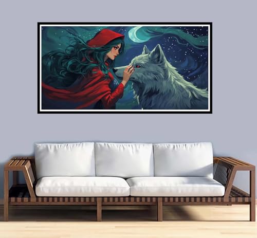 Malen Nach Zahlen Kinder ab 7 8 9 10 Jahre Mädchen, Malen Nach Zahlen Erwachsene Wolf Malen-Nach-Zahlen Kinder Anfänger, Paint by Numbers Mädchen für Decor Kreatives Geschenk,Ohne Rahmen 70x140cm-y991 von Fesnfuae