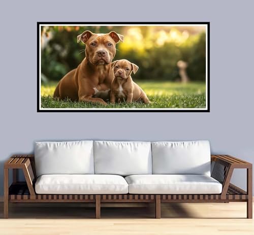 Malen Nach Zahlen Kinder ab 7 8 9 10 Jahre Mädchen,Malen Nach Zahlen Erwachsene Hund Malen-Nach-Zahlen Kinder Anfänger,Paint by Numbers Tier für Home Decor Kreatives Geschenk,Ohne Rahmen 30x60cm-y1043 von Fesnfuae