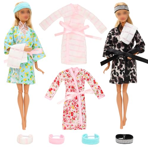 Festfun Kleidung für Puppen 4 Puppenkleidung enthält Bademantel Pyjamas Badetuch Zubehör für 11,5 Zoll 30 cm Mädchen Puppen von Festfun