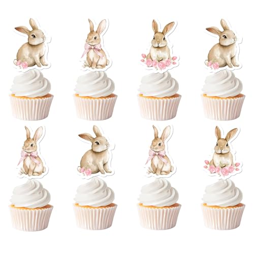 12 Stück Hasen-Cupcake-Topper, Kokette mit Blumenmuster, Geburtstags-Cupcake-Picks, Hasen-Themen-Party-Dekoration für einige Häschen ist eine Babyparty-Partyzubehör 12 Stück Hasen-Cupcake-Topper, Kokette mit Blumenmuster, Geburtstags-Cupcake-Picks, Hasen-Themen-Party-Dekoration für einige Häschen ist eine Babyparty-Partyzubehör von Festiblast