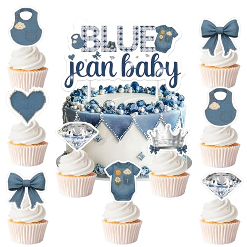 Cupcake-Topper für Babypartys, Denim- und Diamanten, blaue Jean-Baby-Party-Dekorationen, Boho, rustikale Cupcake-Picks, Foto-Requisiten, 25 Stück Cupcake-Topper für Babypartys, Denim- und Diamanten, blaue Jean-Baby-Party-Dekorationen, Boho, rustikale Cupcake-Picks, Foto-Requisiten, 25 Stück von Festiblast