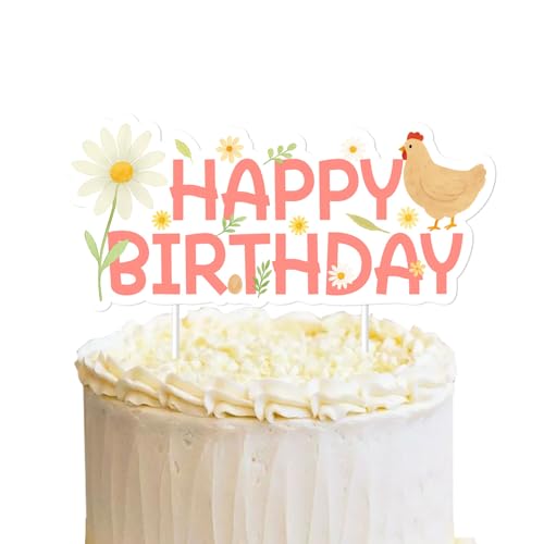 Hühner-Kuchenaufsatz, Huhn-Geburtstagsparty-Dekorationen, florales Junggesellinnenabschied, Happy Birthday-Kuchen-Picker, Barnyf, kleines Küken, Party-Dekoration für Mädchen, Junggesellinnenabschied Hühner-Kuchenaufsatz, Huhn-Geburtstagsparty-Dekorationen, florales Junggesellinnenabschied, Happy Birthday-Kuchen-Picker, Barnyf, kleines Küken, Party-Dekoration für Mädchen, Junggesellinnenabschied von Festiblast
