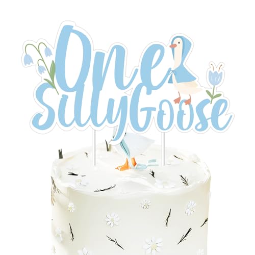 One Silly Goose Birthday Cake Topper, Blue Goose 1st Birthday Cake Decoration Big Goose Birthday Decor for Boys Girls Farm Animal Goose First Birthday Party Supplies von Festiblast