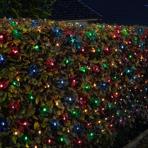 Festive Lights - Weihnachts-Multifunktions-LED-Netzlicht, batteriebetrieben, für Innen- und Außenbereich, Hausgarten, saisonale Beleuchtung, Dekoration – mit 6-Stunden-Timer (mehrfarbig, 2,4 m x 2,4 von Festive Lights