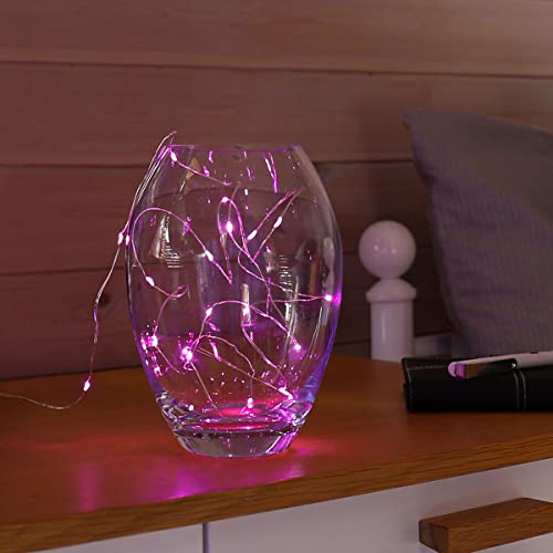 batteriebetriebene, wetterfeste Innen & Outdoor Lichterkette – 2m – 20 Mikro-Draht LEDs - zusätzliche Timer & Blink-Funktion, von Festive Lights (pink/rosa) von Festive Lights