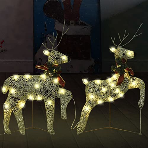 Festnight 2X LED Rentier Familie, Rentier Weihnachtsdeko Aussen,Weihnachtsdeko, Beleuchtetes Rentier Weihnachtsfigur, Weihnachtsbeleuchtung Weihnachtsdekoration für außen und innen von Festnight