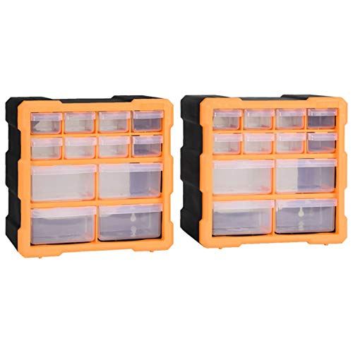 Festnight Kleinteilemagazin Sortierkasten 2 STK Multi-Schubladen-Organizer Sortimentskasten Schraubenbox Sortierbox für Kleinteile ordnungssystem Werkstatt mit 12 Schubladen 26,5x16x26 cm von Festnight