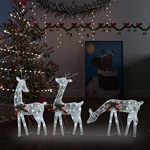 Festnight LED Rentier Familie, Rentier Famili Weihnachtsdeko Aussen,Weihnachtsdeko, Beleuchtetes Rentier Weihnachtsfigur, Weihnachtsbeleuchtung Weihnachtsdekoration für außen und innen von Festnight