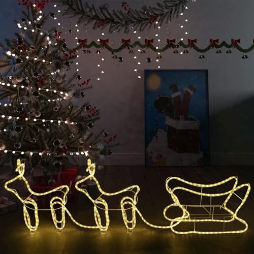 Festnight LED Rentiere mit Schlitten Rentier Beleuchtet Aussen LED Rentier Weihnachtsdeko Aussen LED Weihnachtsbeleuchtung Außen Figuren Weihnachtsbeleuchtung für außen und innen von Festnight