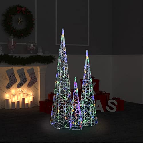 Festnight Leuchtkegel Weihnachten Pyramide,LED-Leuchtkegel-Set Leuchtbaum Innen,Lichtpyramide,Lichterpyramide Außen Weihnachtsdekoration Leuchtkegel Mehrfarbig 60/90/120 cm Acry Weihnachtsdeko von Festnight